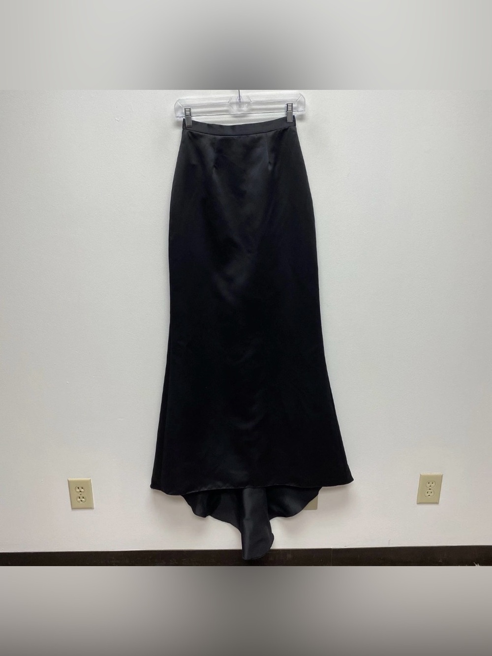 VTG Alfred Angelo Hi Low Maxi Straight Skirt 2 (24") Black Floor Length Evening